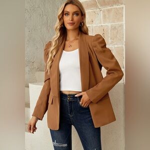 Puff Sleeve Shawl Collar Blazer